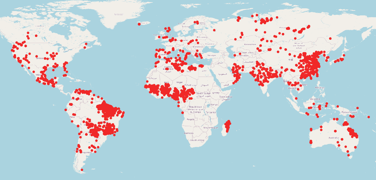 Термальные аномалии MODIS ночью