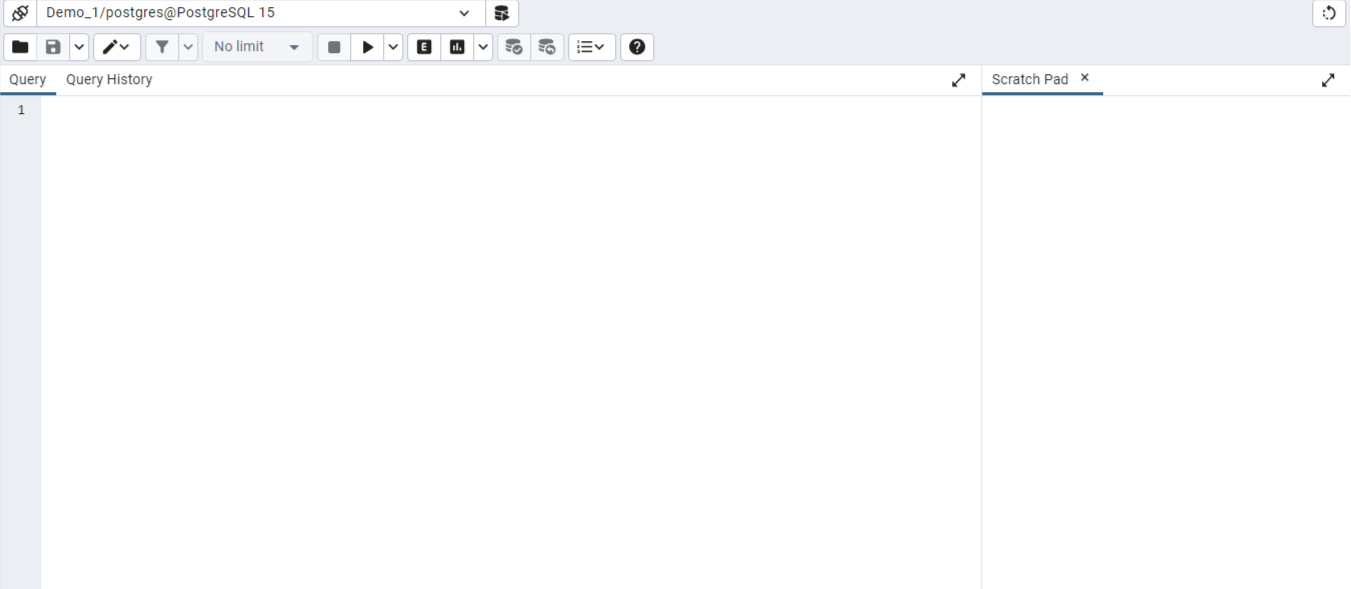 Query Tool: создание таблицы