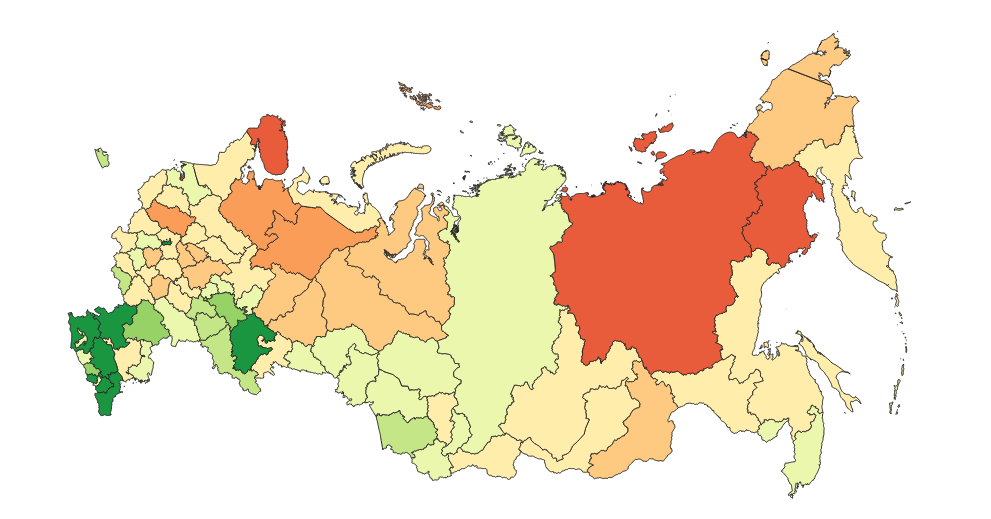 Карта изменений населения