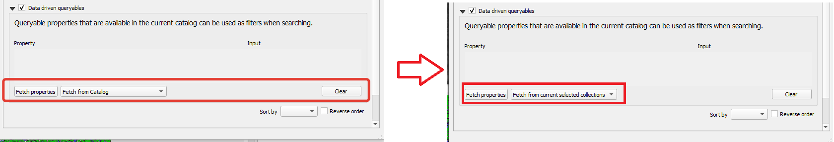 переключение Fetch properties на текущую коллекцию