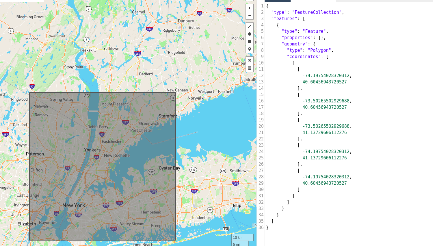 пример следа изображения и связанного файла GeoJSON