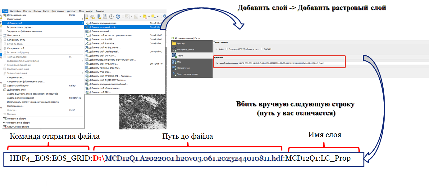 нужный слой добавлен в QGIS как обычный растровый слой
