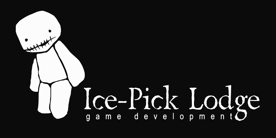 Логотип студии Ice-Pick Lodge: человечек без лица и подпись game development